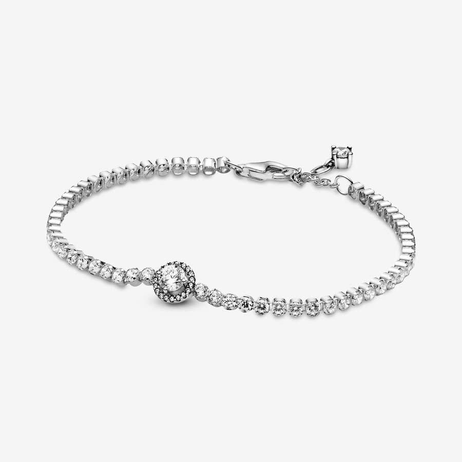 Foto 3 pulgar | Pulsera Pandora Sparkling Halo Tennis Plateada Para Mujer, 7.9 Pulgadas - Venta Internacional.