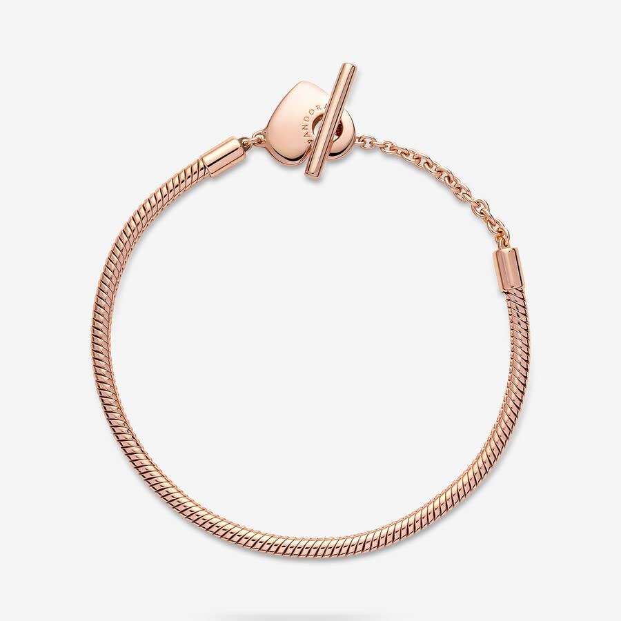 Foto 5 pulgar | Pulsera Pandora Moments Con Cierre De Corazón En T Y Cadena En Forma De Serpiente De 14 Quilates - Venta Internacional.