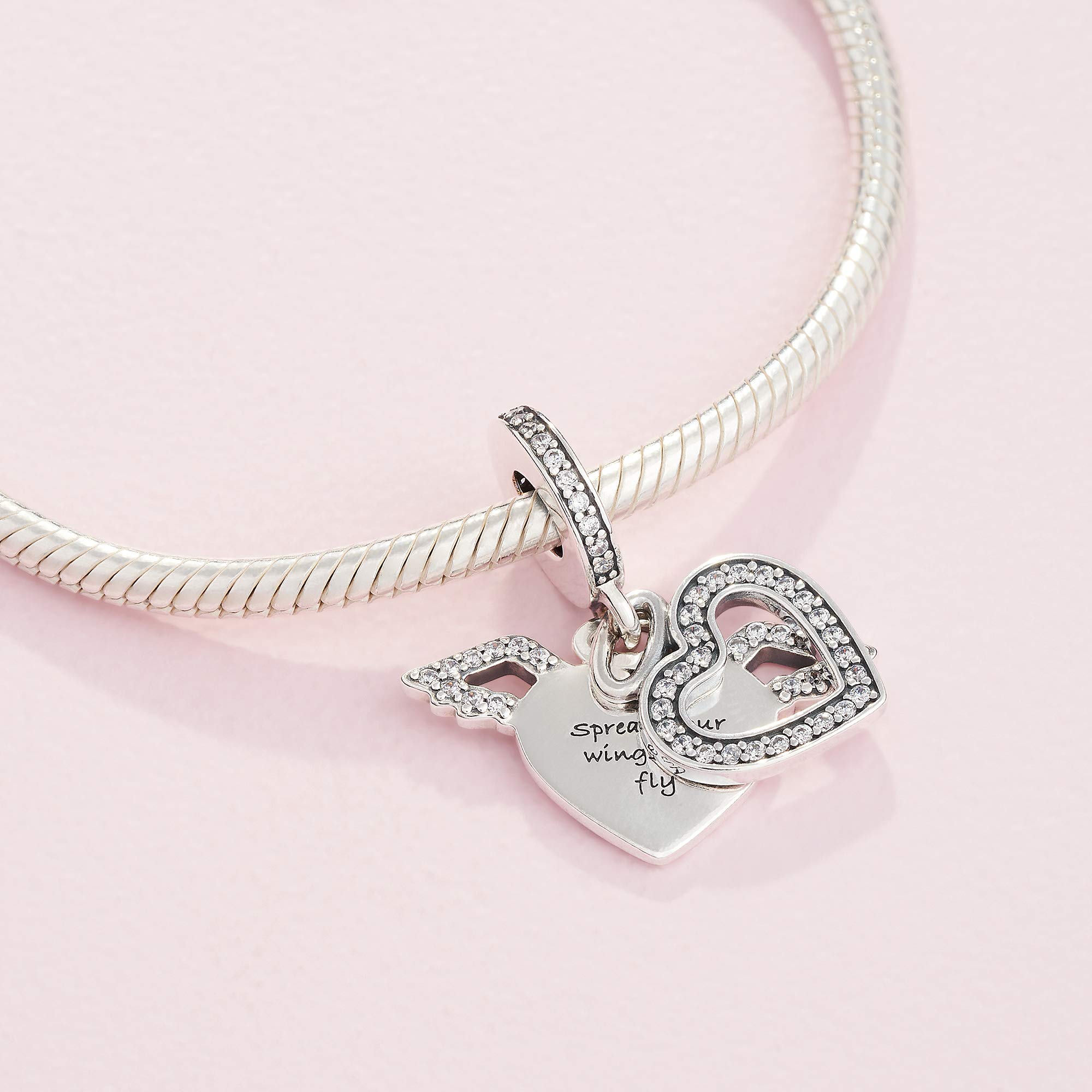 Foto 6 pulgar | Colgante De Plata De Ley Con Forma De Corazón Y Alas De Ángel De Pandora - Venta Internacional.