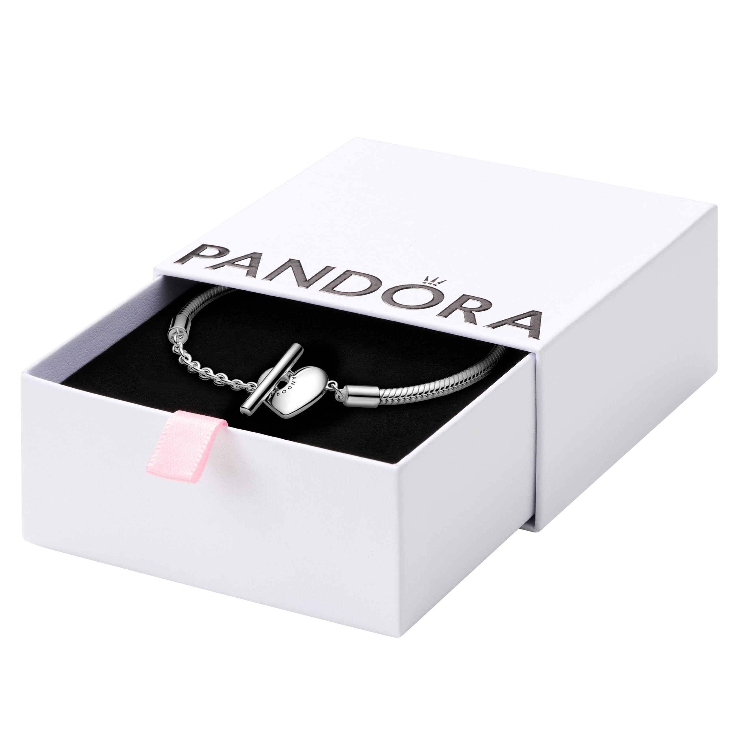 Foto 1 | Pulsera Pandora Moments En Forma De Corazón Con Cierre En T, Plata 925 - Venta Internacional.