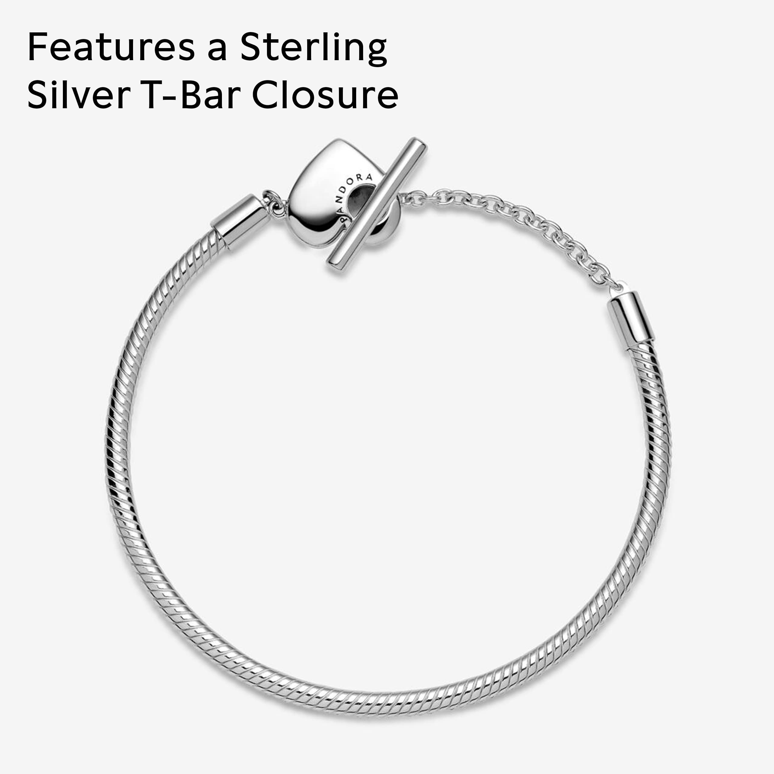 Foto 5 pulgar | Pulsera Pandora Moments En Forma De Corazón Con Cierre En T, Plata 925 - Venta Internacional.