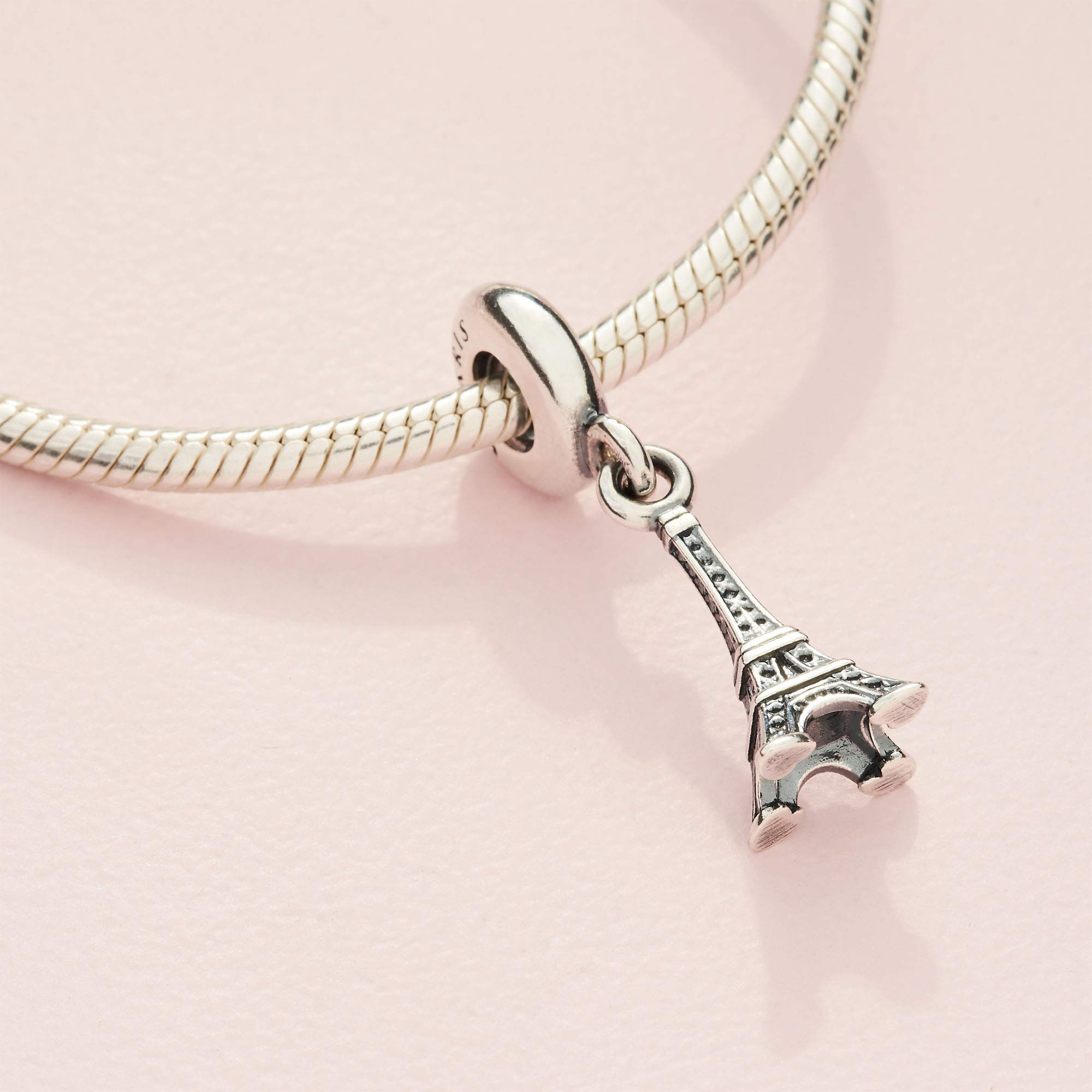 Foto 5 | Colgante Con Forma De Torre Eiffel De París Con Colgante Pandora, Plata De Ley - Venta Internacional.