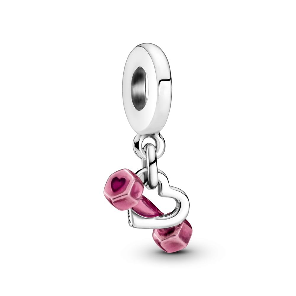 Foto 3 pulgar | Colgante Para Pulsera Pandora Con Forma De Mancuerna Y Corazón, Plata De Ley - Venta Internacional.