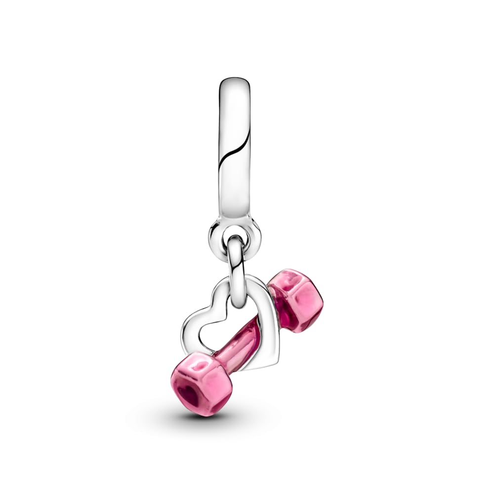 Foto 4 pulgar | Colgante Para Pulsera Pandora Con Forma De Mancuerna Y Corazón, Plata De Ley - Venta Internacional.