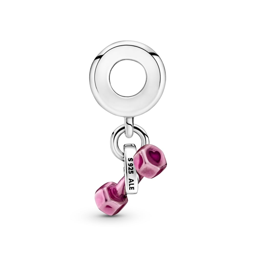 Foto 5 pulgar | Colgante Para Pulsera Pandora Con Forma De Mancuerna Y Corazón, Plata De Ley - Venta Internacional.