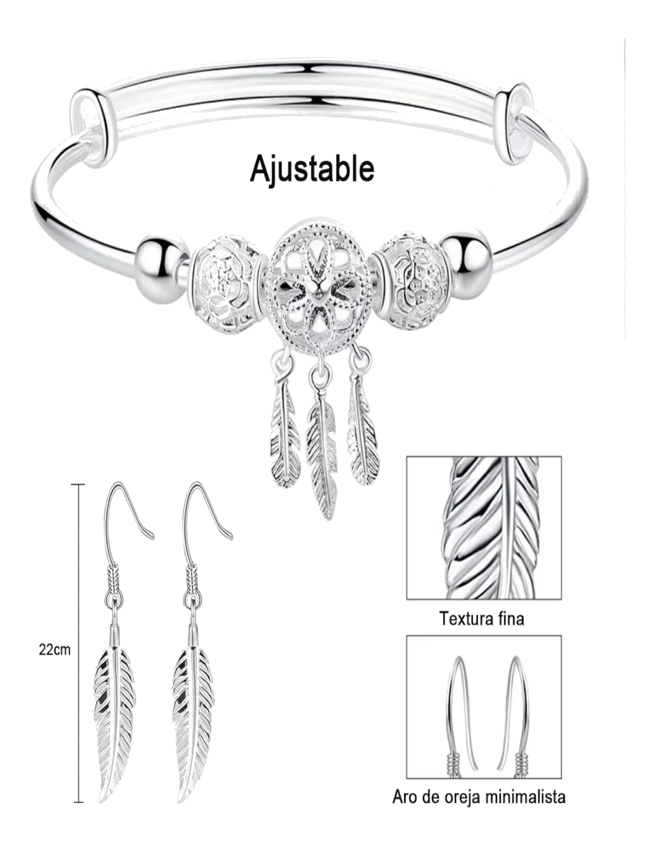 Foto 4 pulgar | Pulsera Atrapasueño Y Pendientes Mujer + Gratis Termo Güish De Regalo