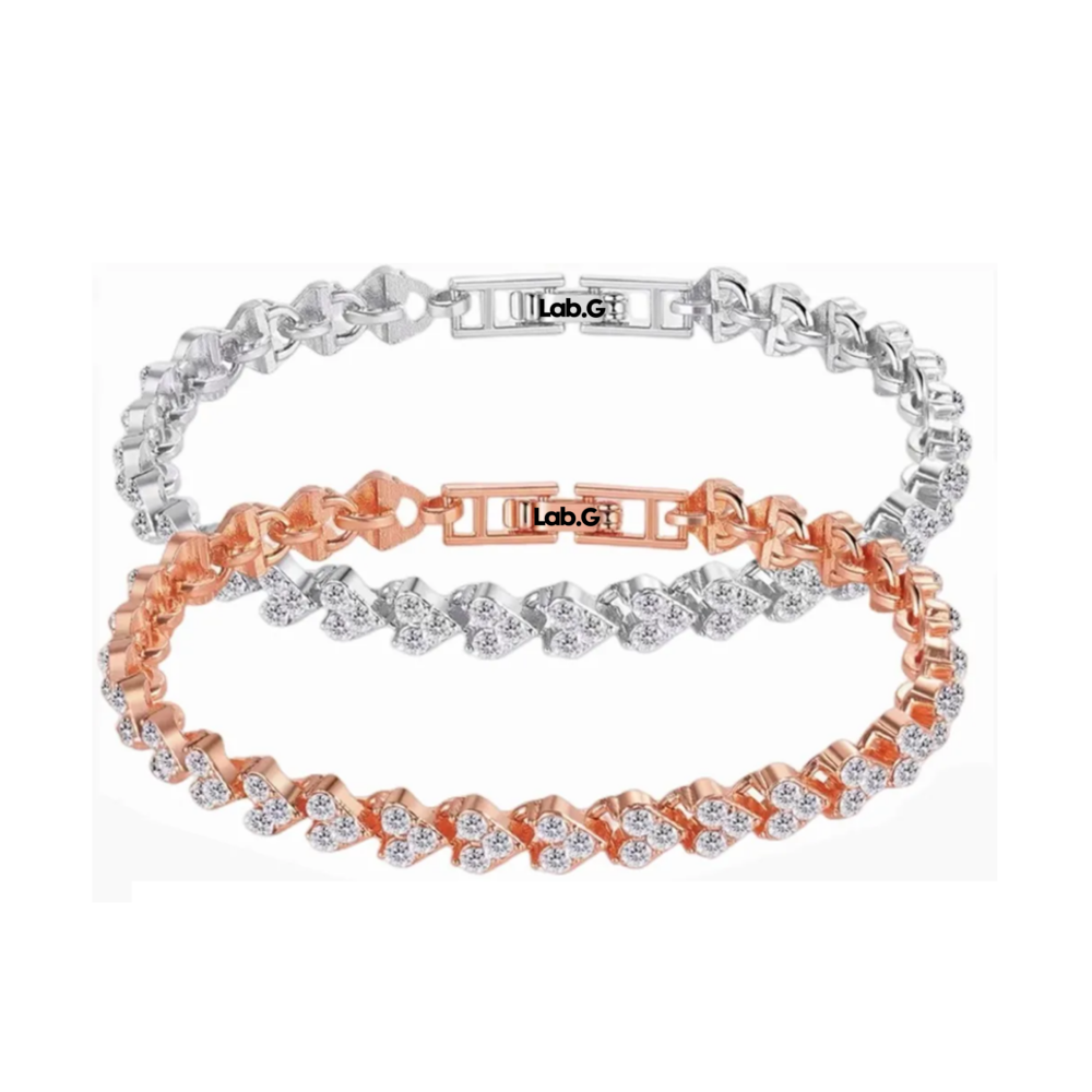 Foto 1 | Pulsera De Cristal Para Mujer Plata Blanca Y Oro Rosa Lab.g, 2 Pzs