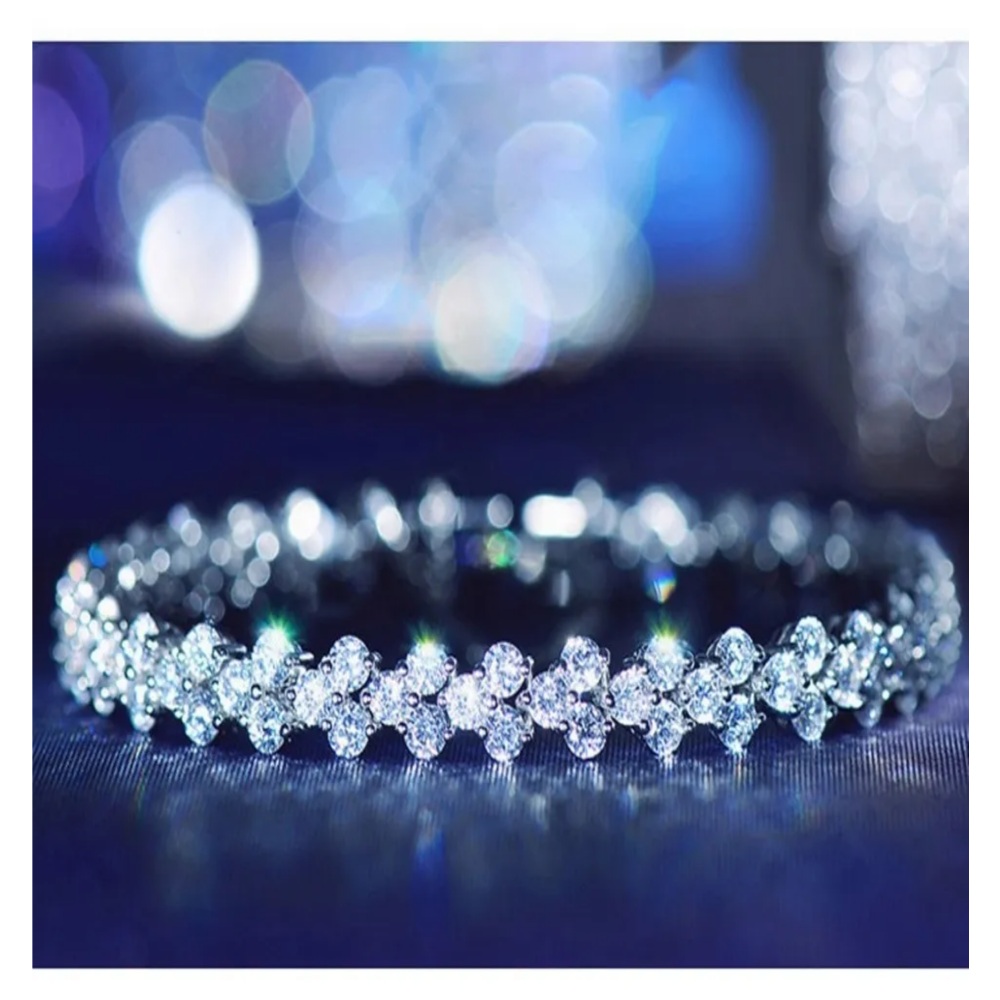 Foto 4 pulgar | Pulsera De Cristal Para Mujer Plata Blanca Y Oro Rosa Lab.g, 2 Pzs
