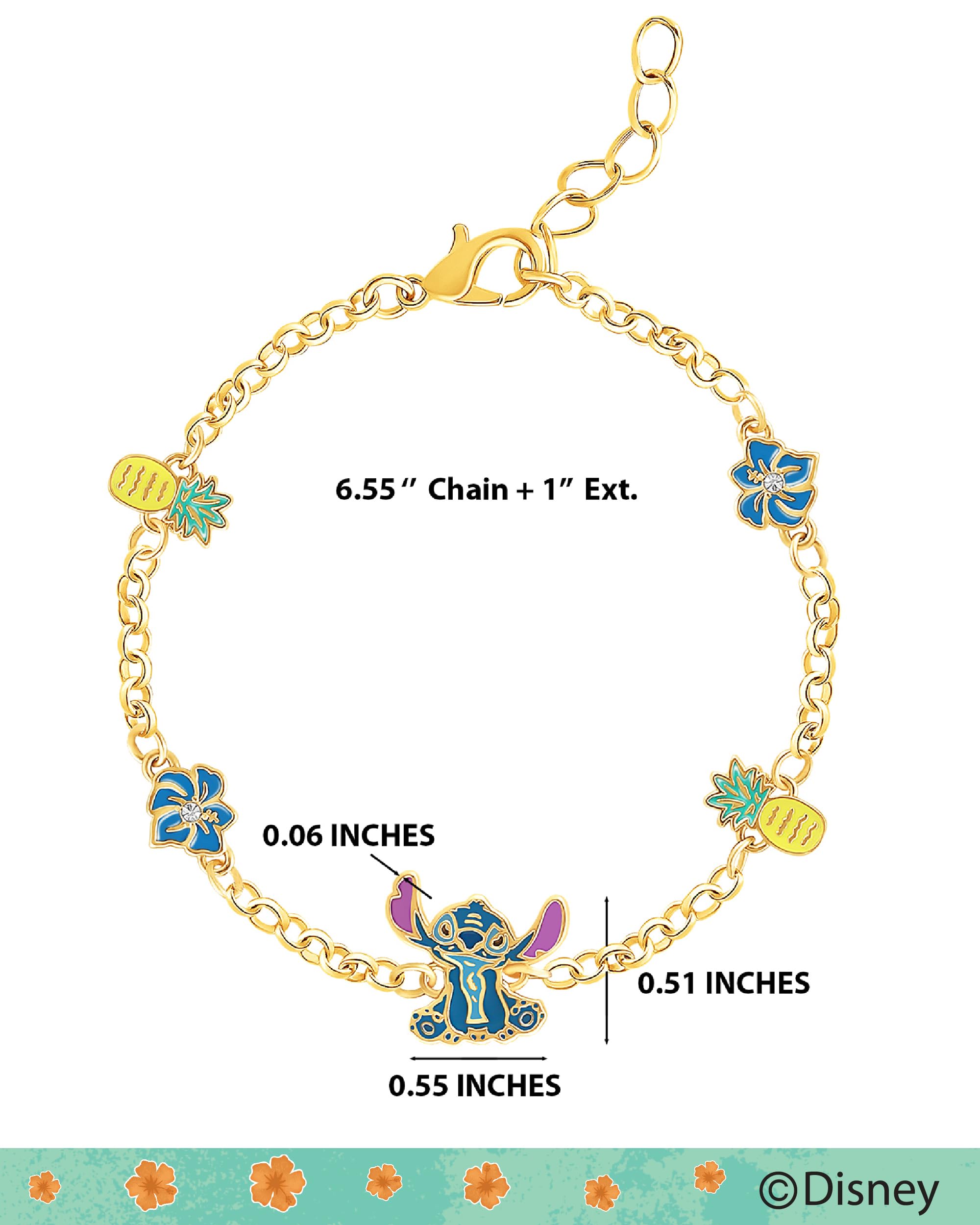 Foto 4 pulgar | Pulsera Disney Stitch De Latón Chapado En Flash Para Mujer - Venta Internacional.