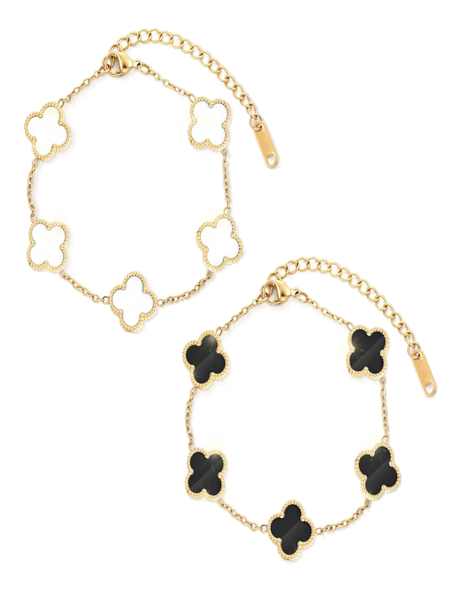 Foto 3 pulgar | Pulsera Trébol Negro Y Blanco + Gratis Termo Güish De Regalo