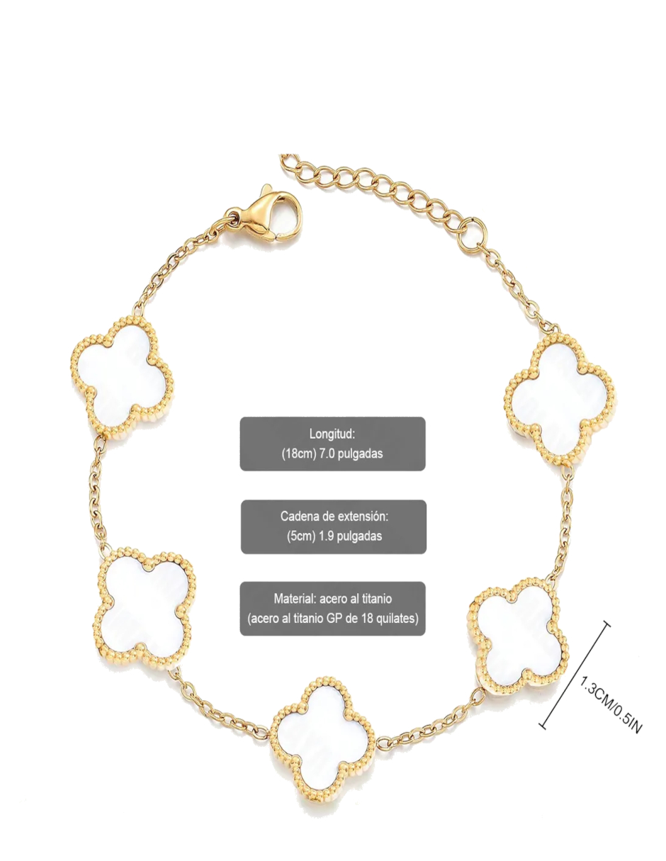 Foto 4 pulgar | Pulsera Trébol Negro Y Blanco + Gratis Termo Güish De Regalo