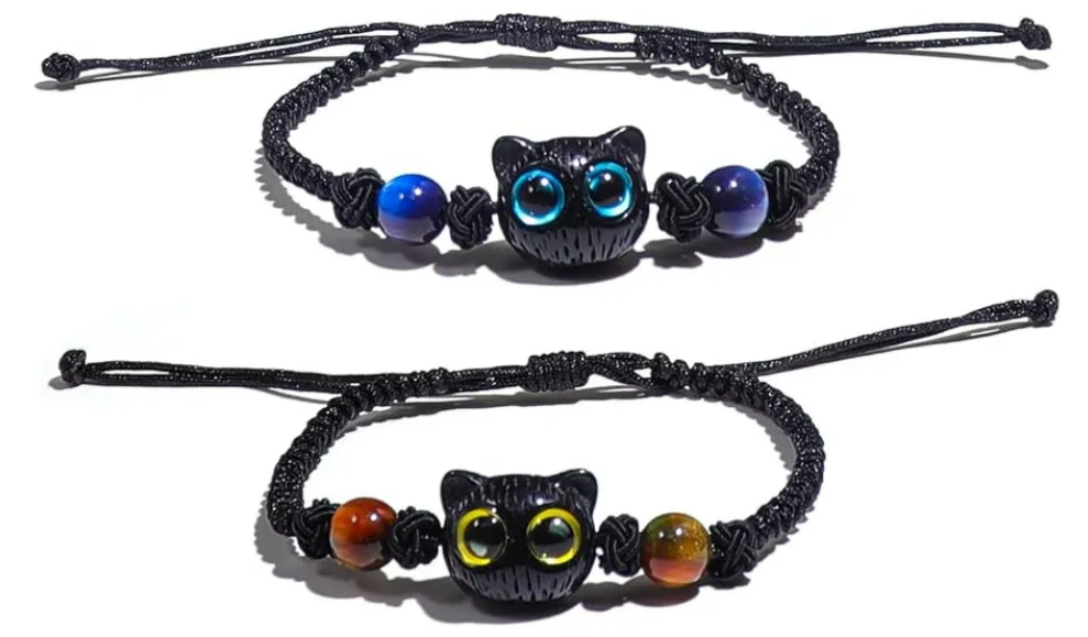 Foto 2 pulgar | Piedra Xtellar Lunar Gato Linda Pulsera De Pareja Tejida A Mano