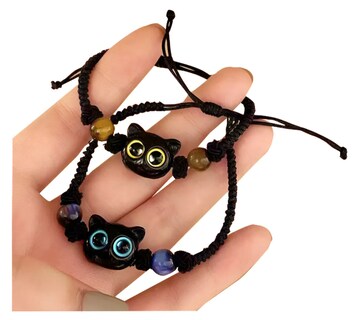 Foto 2 | Piedra Xtellar Lunar Gato Linda Pulsera De Pareja Tejida A Mano