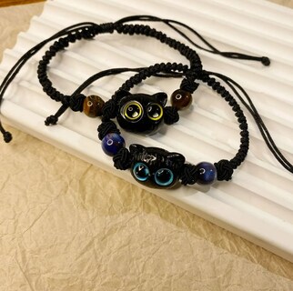 Foto 4 | Piedra Xtellar Lunar Gato Linda Pulsera De Pareja Tejida A Mano