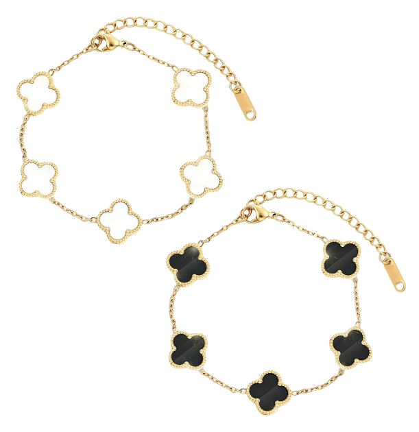 2 Xtellar Pulsera Trébol Cuatro Acero Inoxidable Regalo Novia Mujer