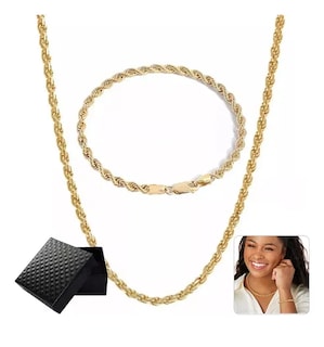 Foto 1 | 2pz Xtellar Pulsera Y Collar Acero Inoxidable Hombre Oro