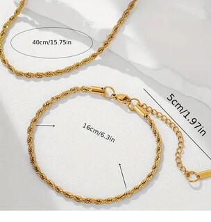Foto 2 | 2pz Xtellar Pulsera Y Collar Acero Inoxidable Hombre Oro