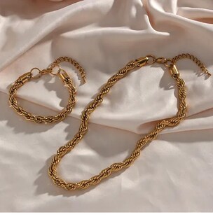 Foto 5 | 2pz Xtellar Pulsera Y Collar Acero Inoxidable Hombre Oro