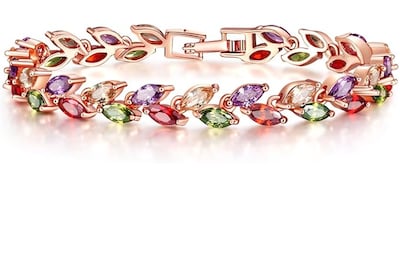 Foto 1 | Xtellar Rose Y Oro Transparente Plateó Las Pulseras Mujer Coloreadas Brazalete Del Tenis De Zirconia