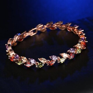 Foto 2 | Xtellar Rose Y Oro Transparente Plateó Las Pulseras Mujer Coloreadas Brazalete Del Tenis De Zirconia