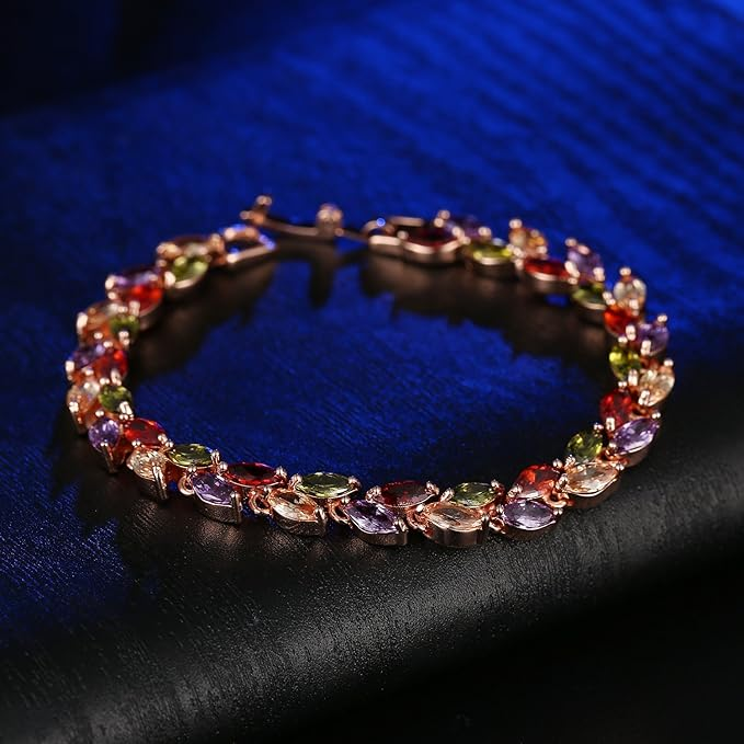 Foto 4 pulgar | Xtellar Rose Y Oro Transparente Plateó Las Pulseras Mujer Coloreadas Brazalete Del Tenis De Zirconia