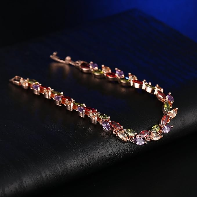 Foto 4 | Xtellar Rose Y Oro Transparente Plateó Las Pulseras Mujer Coloreadas Brazalete Del Tenis De Zirconia