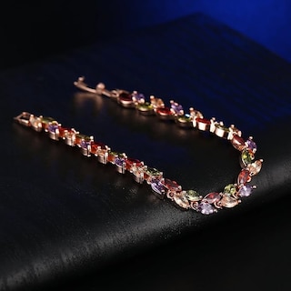 Foto 4 | Xtellar Rose Y Oro Transparente Plateó Las Pulseras Mujer Coloreadas Brazalete Del Tenis De Zirconia