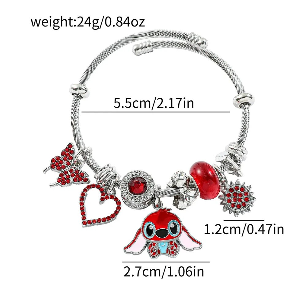Foto 2 | Pulsera Plata Para Stitch Dije Ajustable Joyeria Mujer