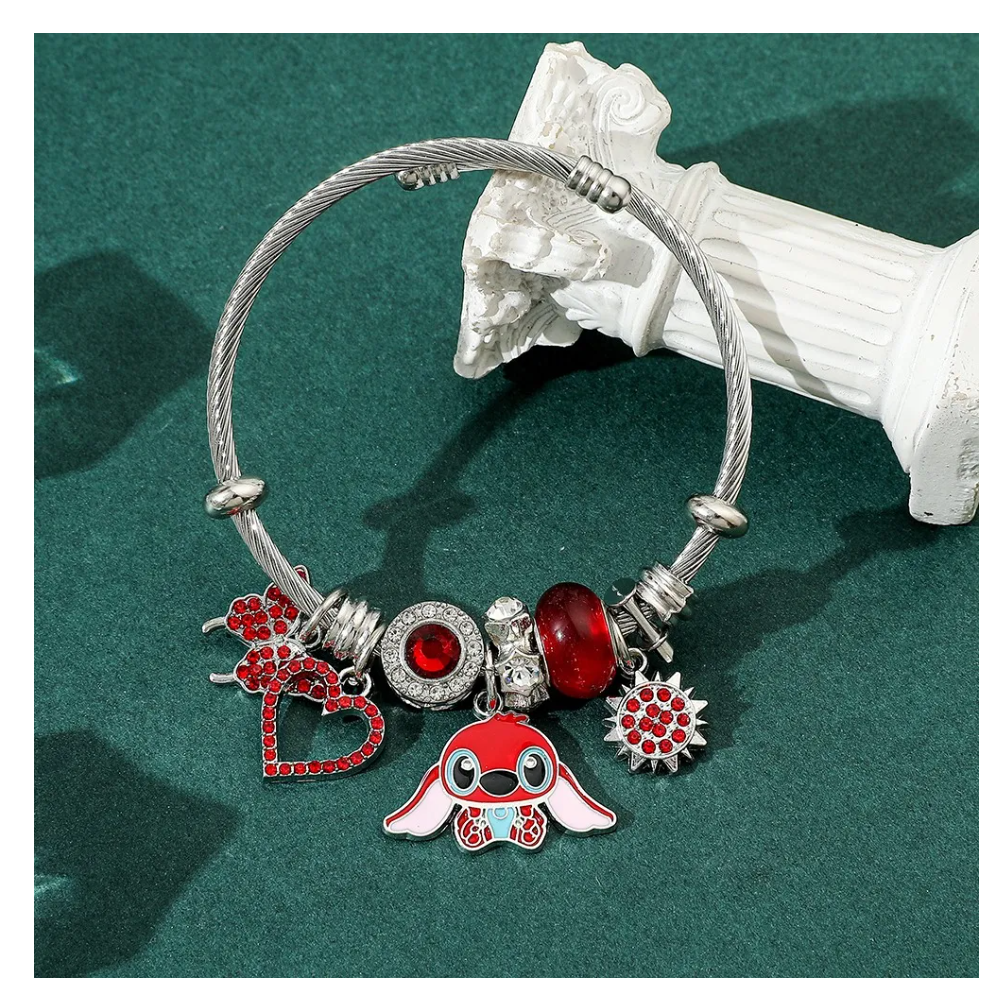 Foto 4 | Pulsera Plata Para Stitch Dije Ajustable Joyeria Mujer