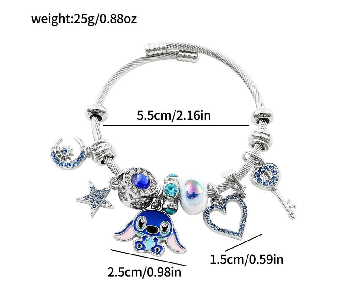Foto 2 | Pulsera Plata Para Stitch Dije Ajustable Joyeria Mujer