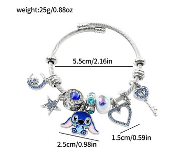 Foto 2 | Pulsera Plata Para Stitch Dije Ajustable Joyeria Mujer