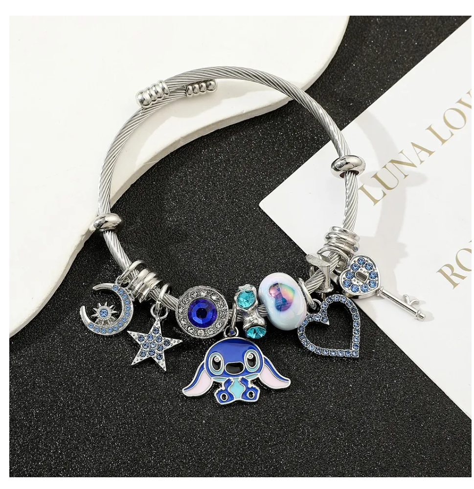 Foto 4 | Pulsera Plata Para Stitch Dije Ajustable Joyeria Mujer