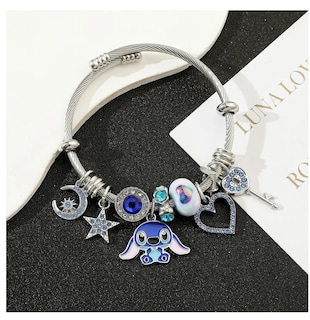 Foto 4 | Pulsera Plata Para Stitch Dije Ajustable Joyeria Mujer