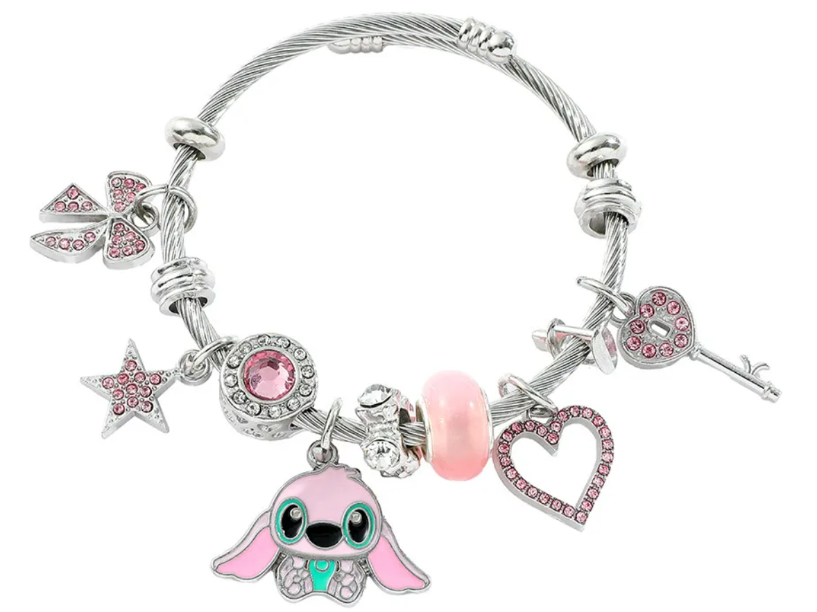 Pulsera Plata Para Stitch Dije Ajustable Joyeria Mujer