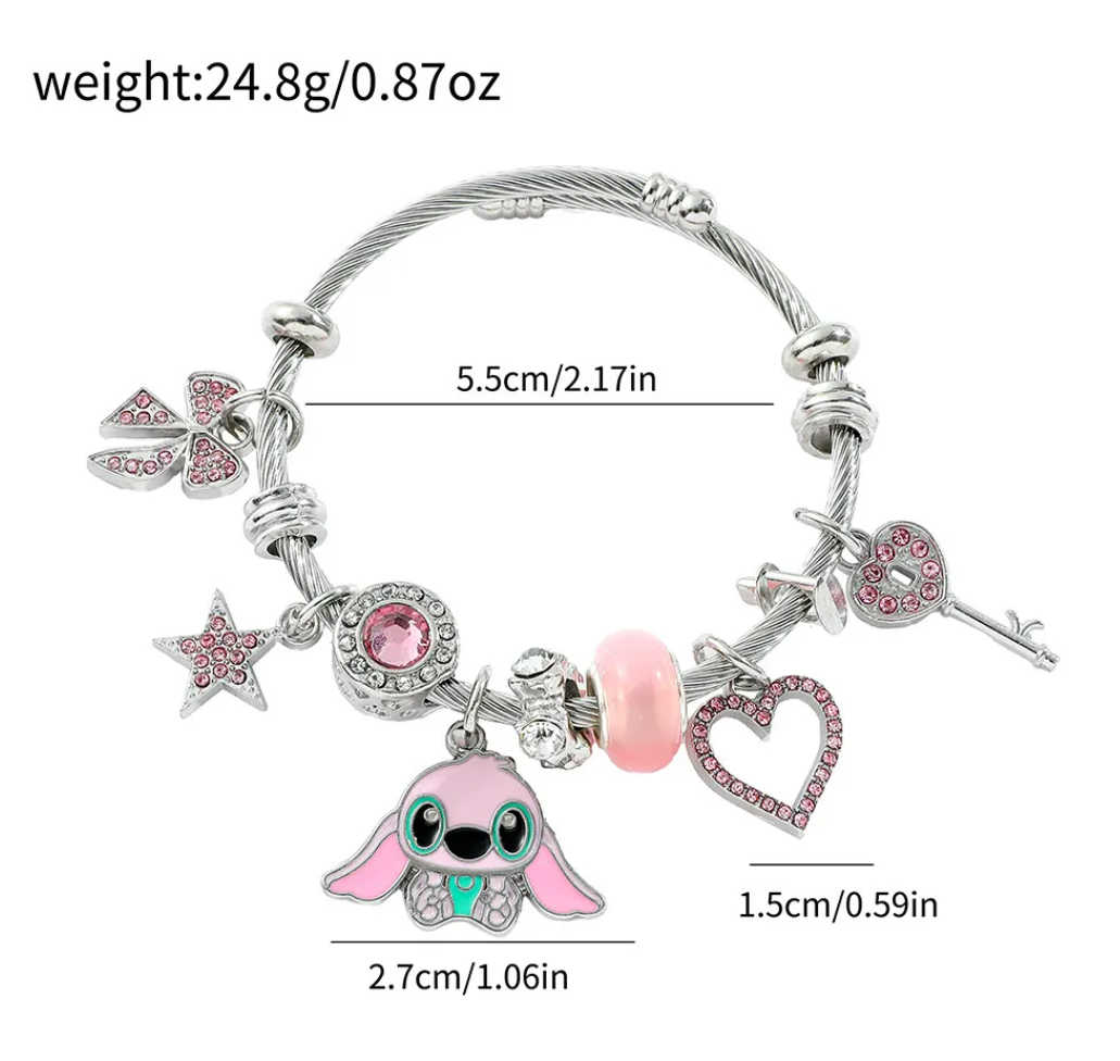 Foto 2 | Pulsera Plata Para Stitch Dije Ajustable Joyeria Mujer