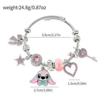 Foto 2 | Pulsera Plata Para Stitch Dije Ajustable Joyeria Mujer