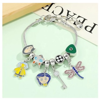 Foto 4 | Pulsera Plateada Muñeca Coraline Libelula Gato Llave Boton