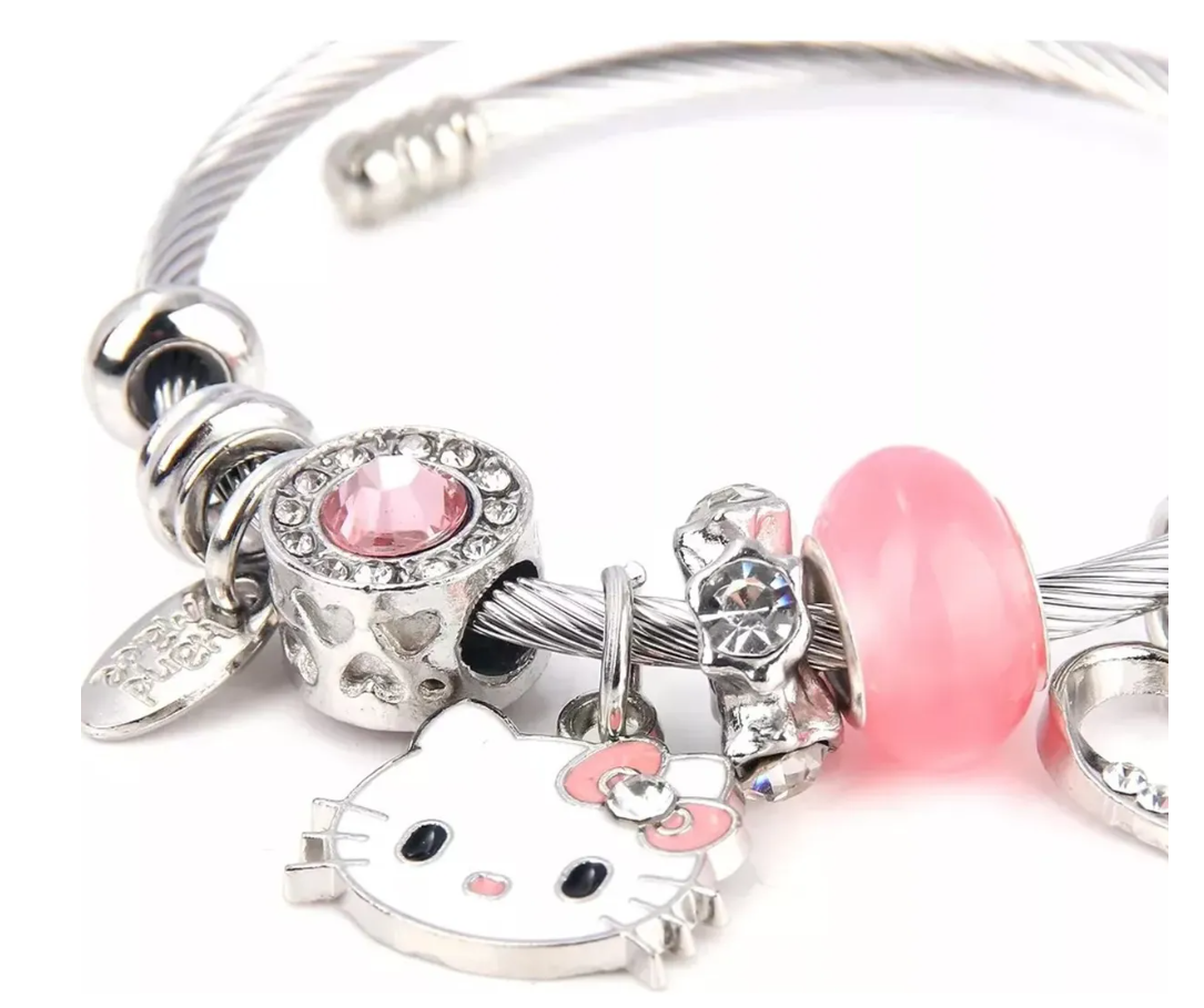 Foto 4 pulgar | Pulsera Ajustable De Plata Con Dije De Gato