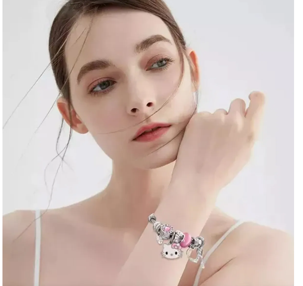 Foto 5 pulgar | Pulsera Ajustable De Plata Con Dije De Gato