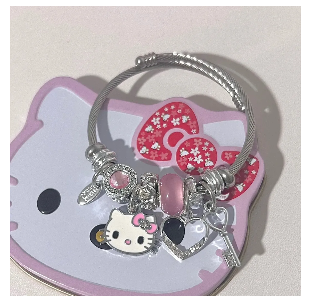 Foto 7 pulgar | Pulsera Ajustable De Plata Con Dije De Gato