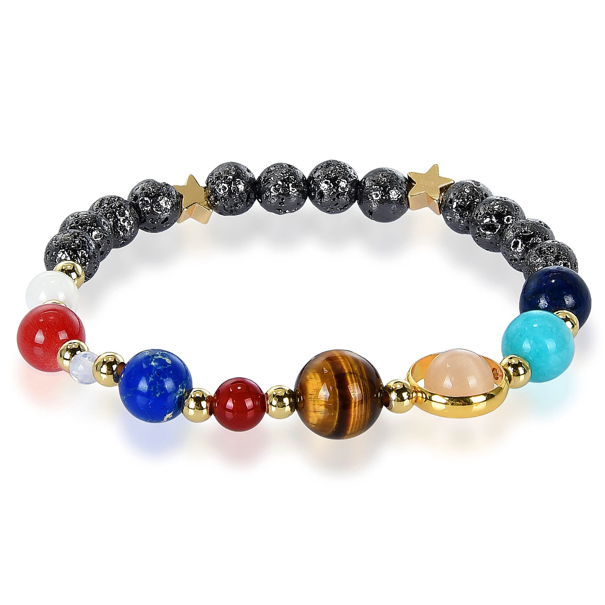 Foto 3 pulgar | Pulsera West Coast Jewelry Solar System Con Cuentas De Piedra De Lava De 6 Mm - Venta Internacional.