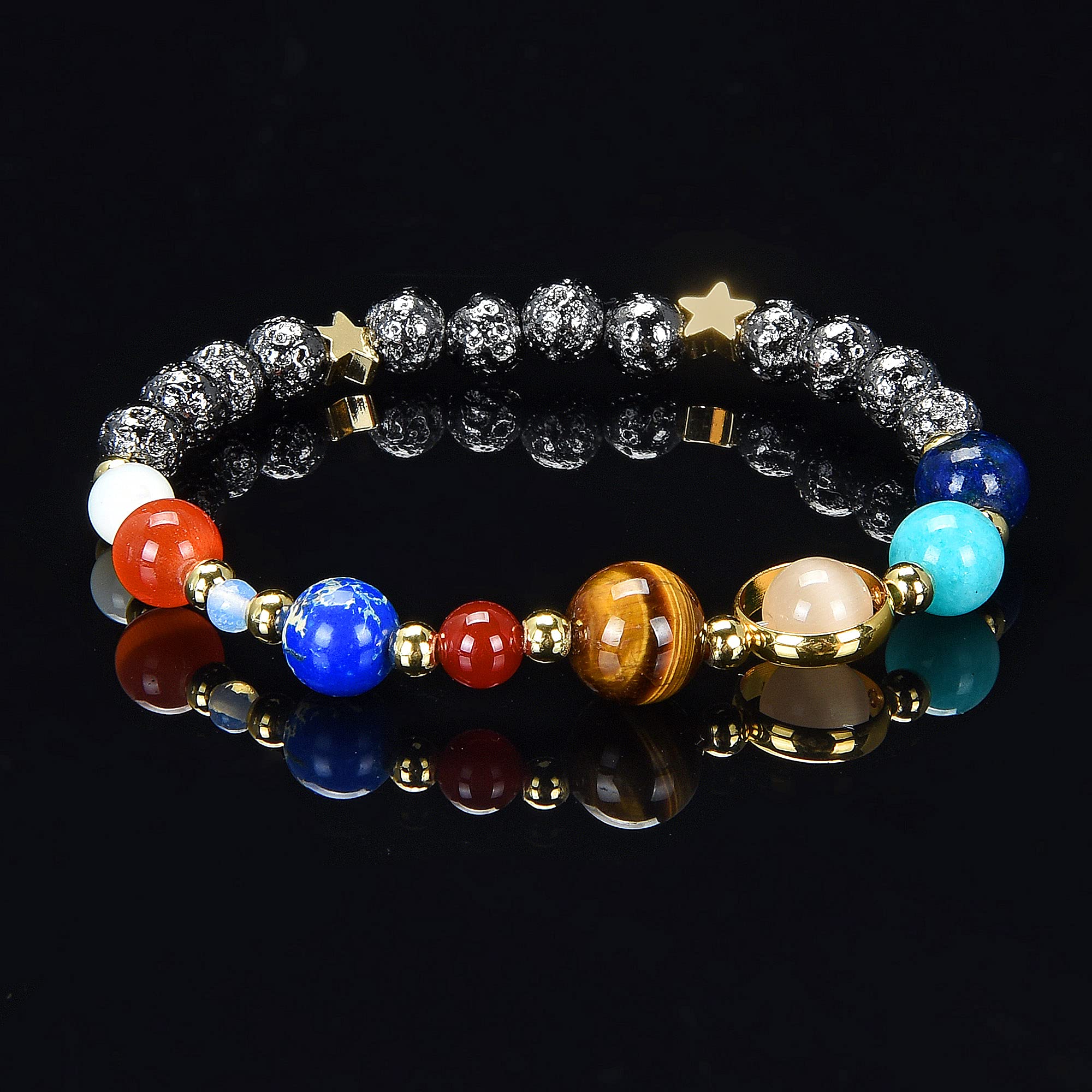 Foto 4 pulgar | Pulsera West Coast Jewelry Solar System Con Cuentas De Piedra De Lava De 6 Mm - Venta Internacional.