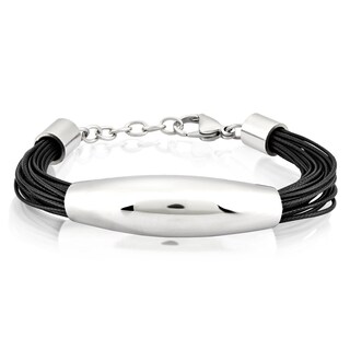 Foto 1 | Pulsera De Cuero Sintético De Acero Inoxidable West Coast Jewelry Elya - Venta Internacional.