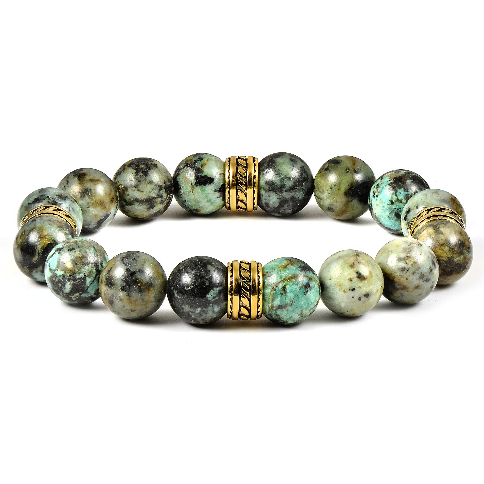 Foto 1 | Pulsera Crucible Con Piedra Turquesa Africana Chapada En Oro - Venta Internacional.