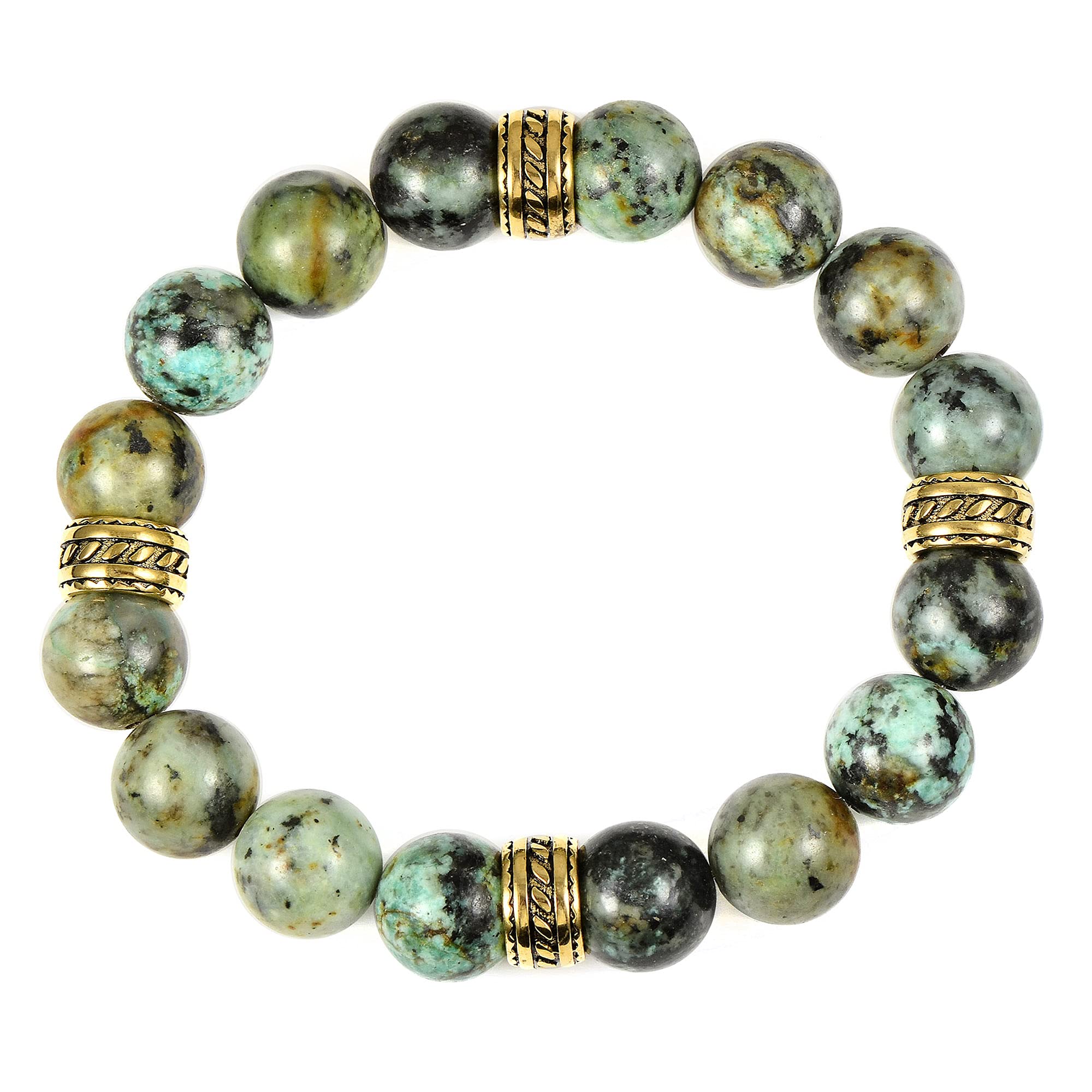 Foto 2 | Pulsera Crucible Con Piedra Turquesa Africana Chapada En Oro - Venta Internacional.