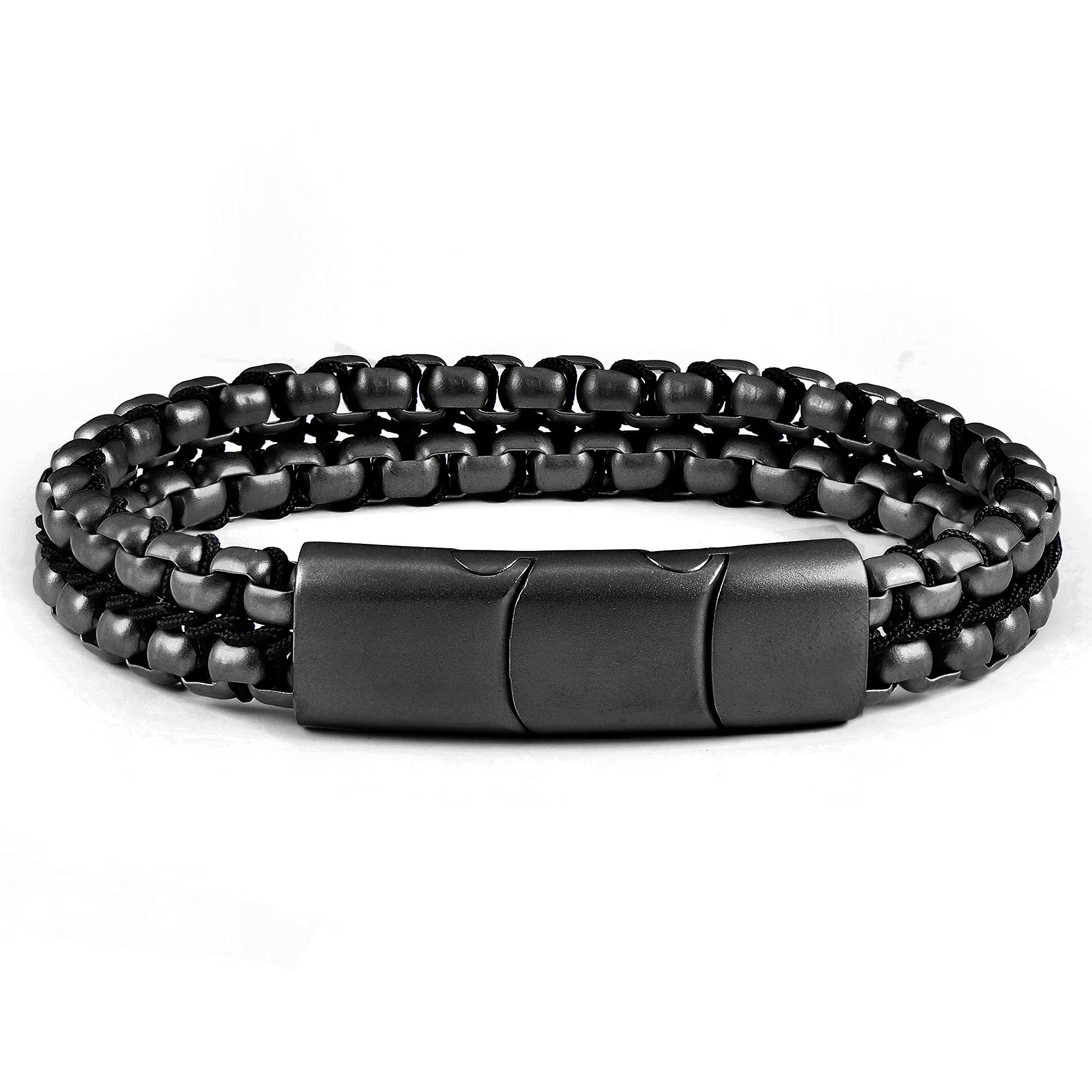 Foto 2 pulgar | Brazalete Crucible De Acero Inoxidable Chapado En Negro Con Acabado Mate - Venta Internacional.