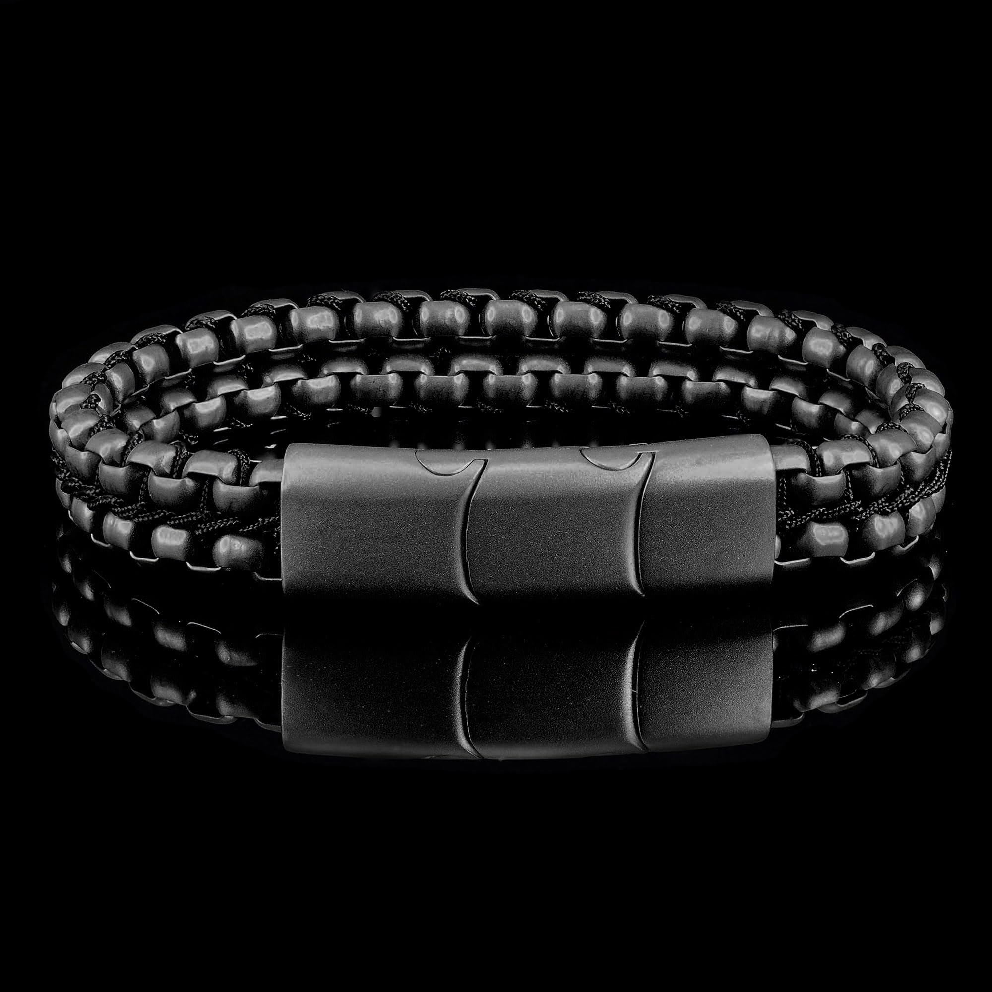Foto 5 pulgar | Brazalete Crucible De Acero Inoxidable Chapado En Negro Con Acabado Mate - Venta Internacional.