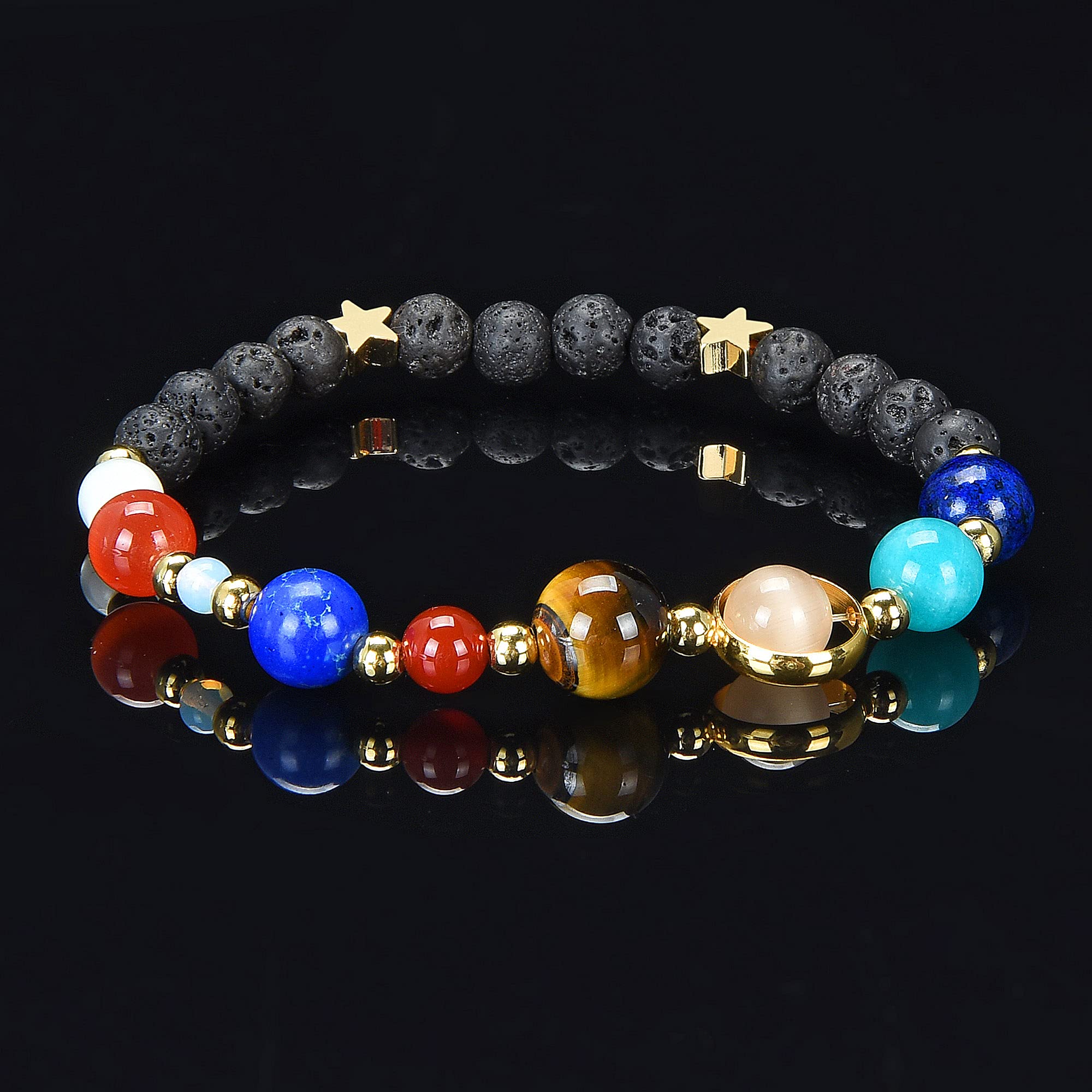 Foto 4 pulgar | Pulsera West Coast Jewelry Solar System Con Cuentas De Piedra De Lava De 6 Mm - Venta Internacional.