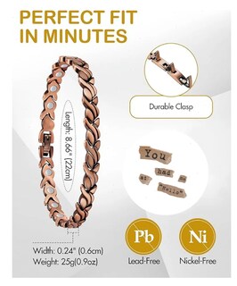 Foto 4 | 21cm Pulsera De Cobre Puro Mujer Terapia Magnético Para