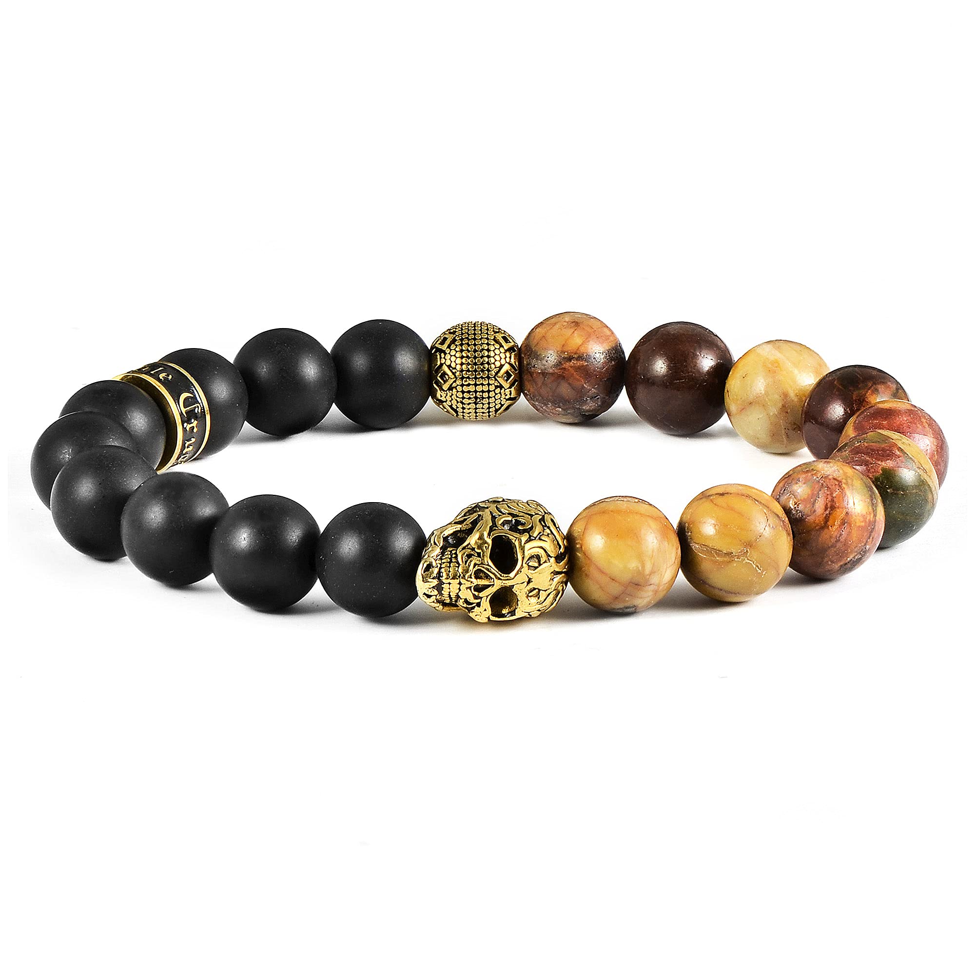 Foto 2 pulgar | Pulsera Crucible De Acero Inoxidable Chapada En Oro Con Calavera - Venta Internacional.